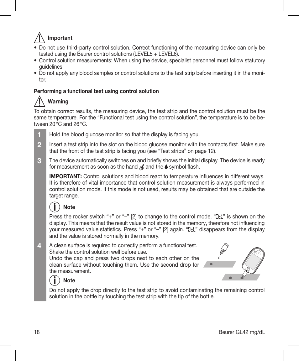 Beurer GL 42 (mg/dL) User Manual | Page 18 / 32