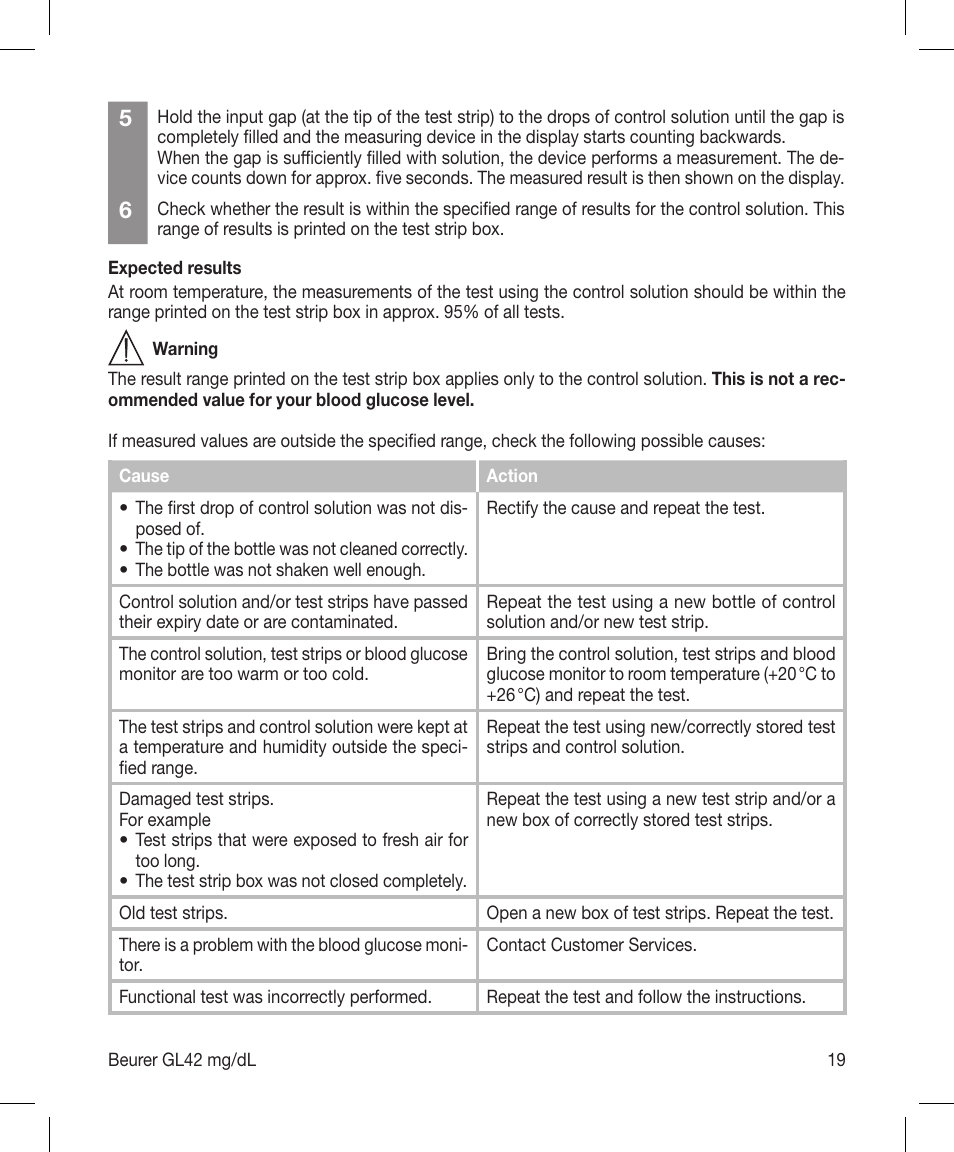 Beurer GL 42 (mg/dL) User Manual | Page 19 / 32