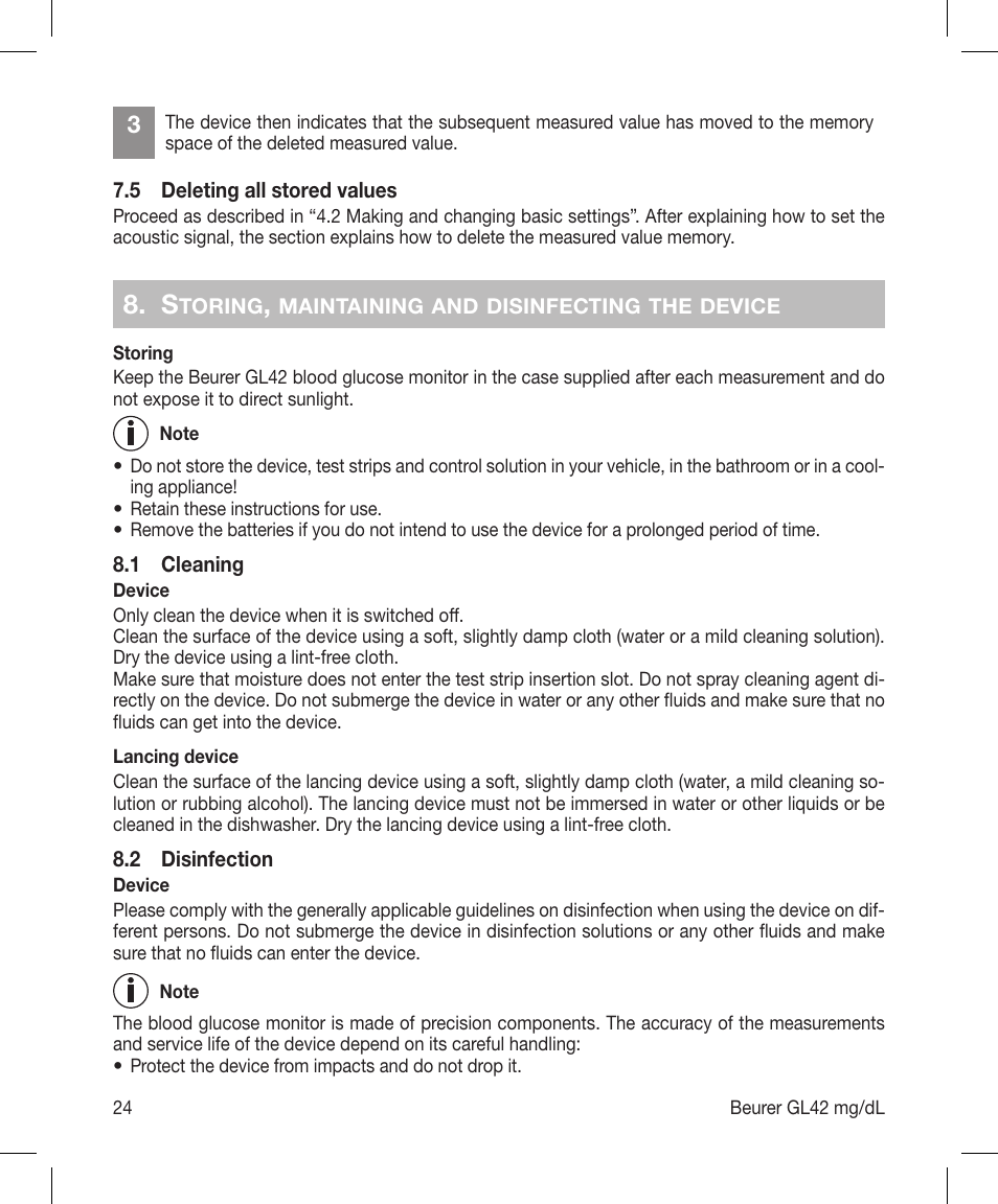 Beurer GL 42 (mg/dL) User Manual | Page 24 / 32