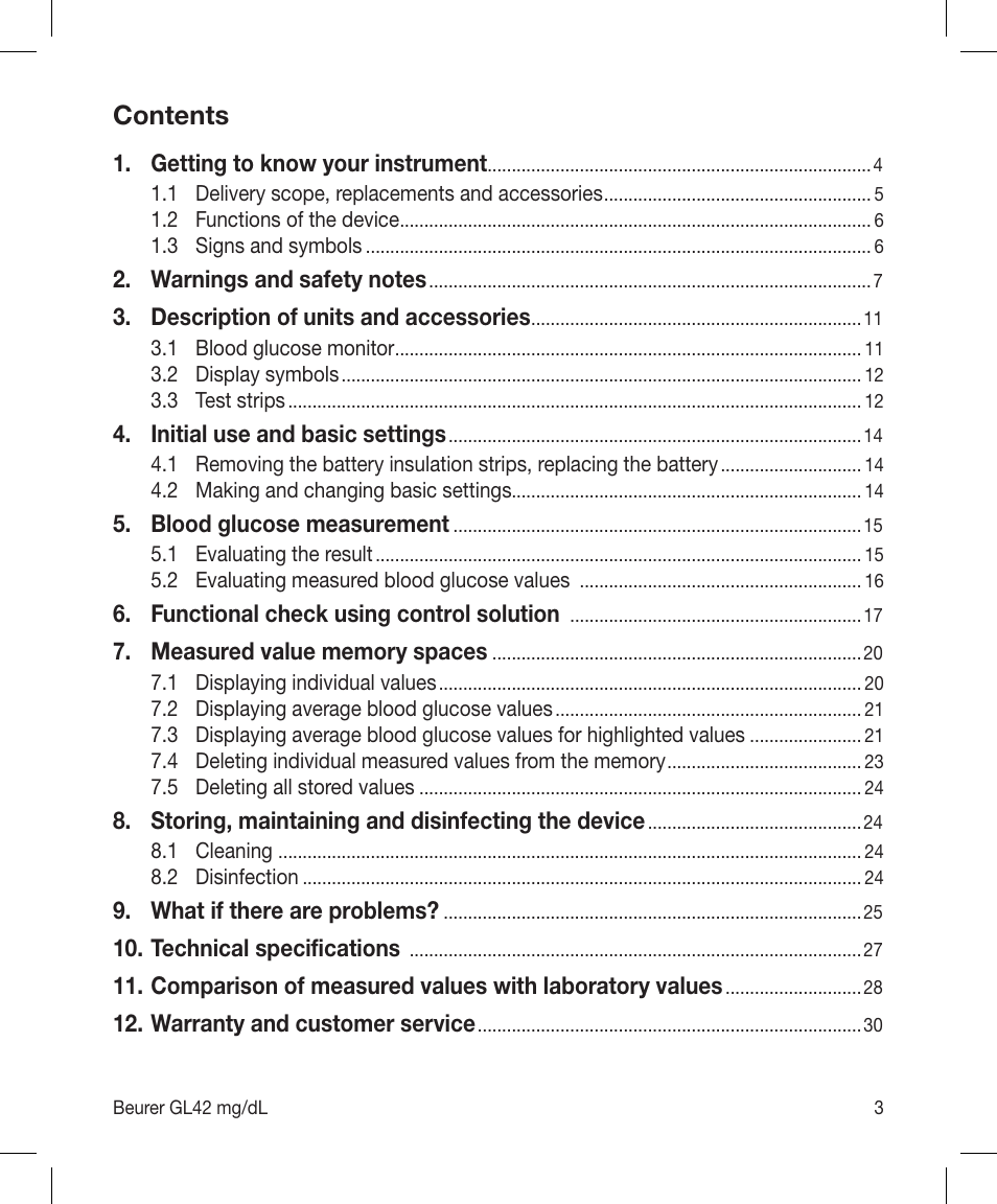 Beurer GL 42 (mg/dL) User Manual | Page 3 / 32