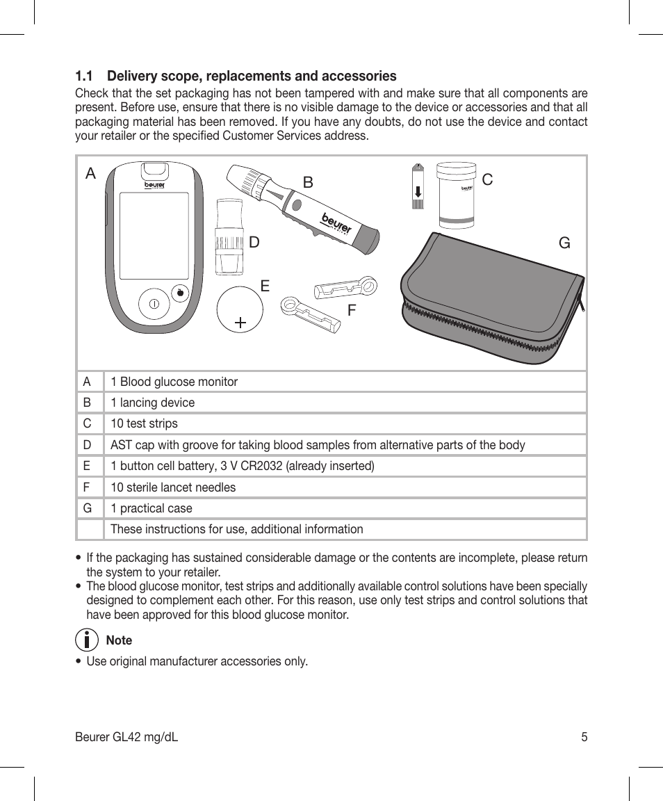 Beurer GL 42 (mg/dL) User Manual | Page 5 / 32
