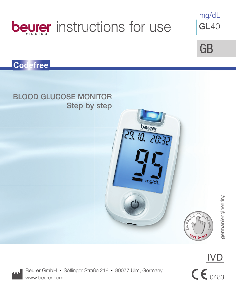 Beurer GL 40 (mg/dL) User Manual | 32 pages