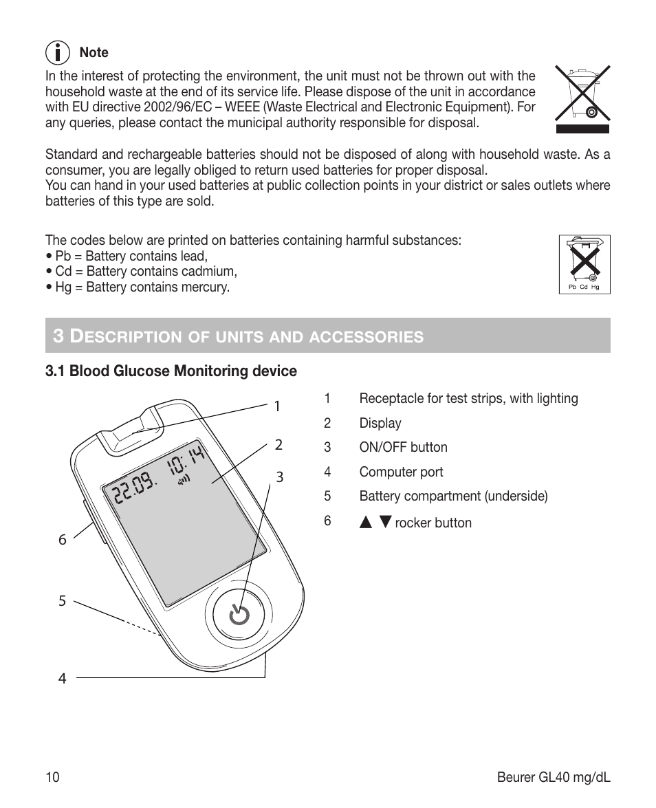 Beurer GL 40 (mg/dL) User Manual | Page 10 / 32