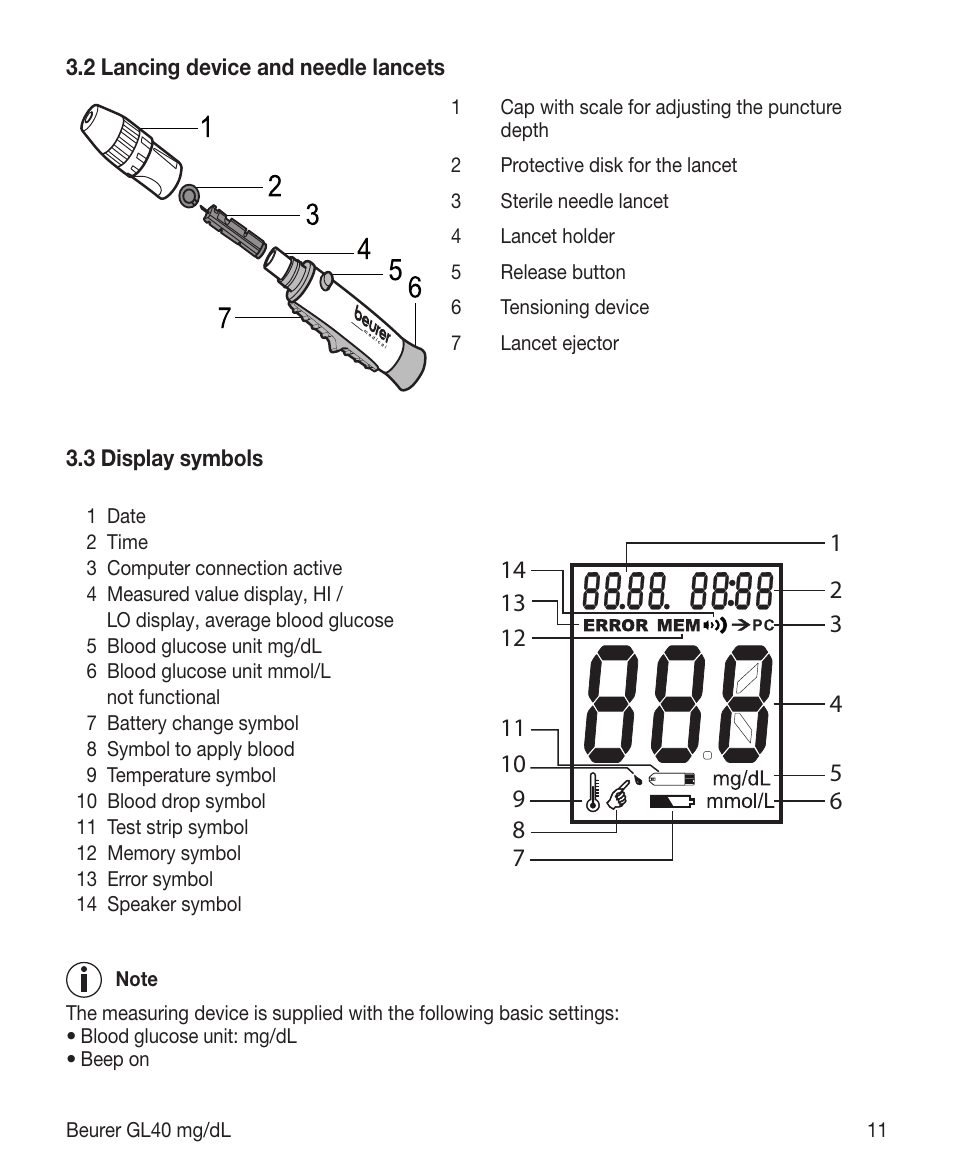 Beurer GL 40 (mg/dL) User Manual | Page 11 / 32