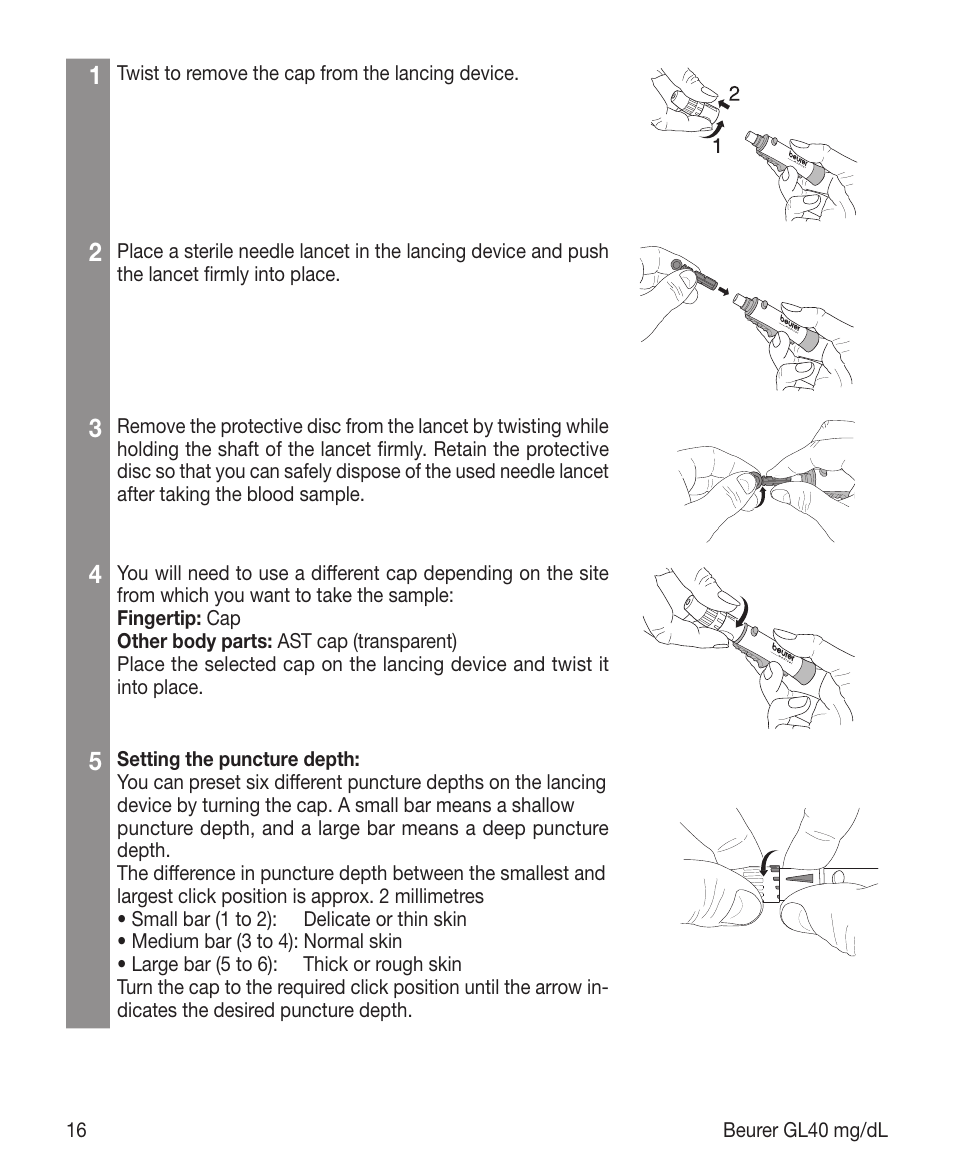 Beurer GL 40 (mg/dL) User Manual | Page 16 / 32