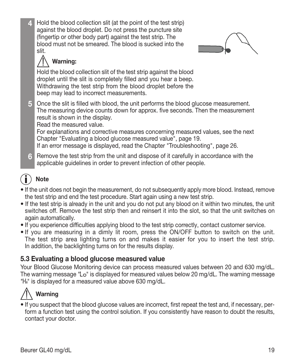 Beurer GL 40 (mg/dL) User Manual | Page 19 / 32