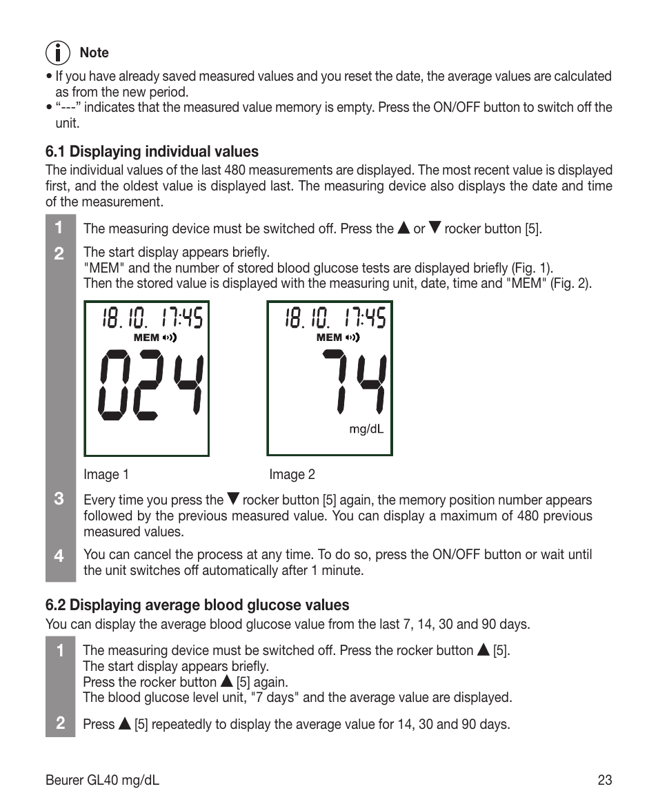 Beurer GL 40 (mg/dL) User Manual | Page 23 / 32