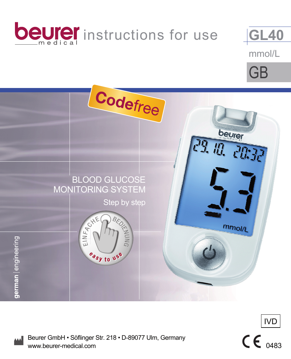 Beurer GL 40 (mmoL) User Manual | 40 pages