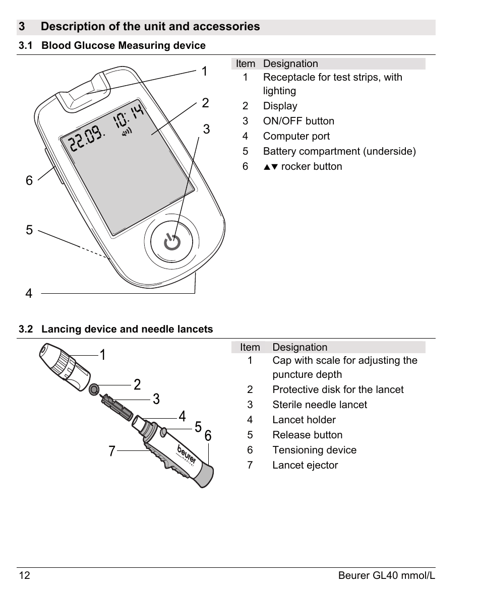 Beurer GL 40 (mmoL) User Manual | Page 12 / 40