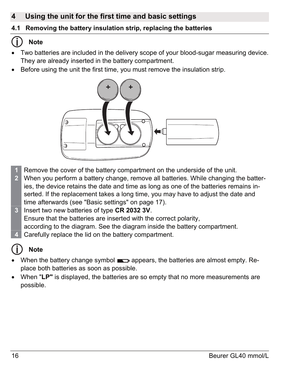 Beurer GL 40 (mmoL) User Manual | Page 16 / 40