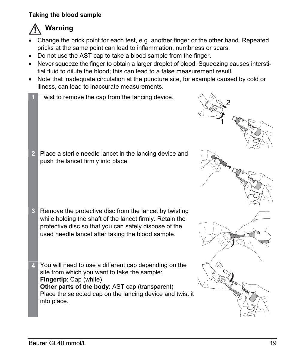 Beurer GL 40 (mmoL) User Manual | Page 19 / 40