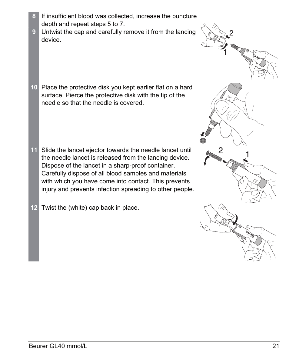 Beurer GL 40 (mmoL) User Manual | Page 21 / 40