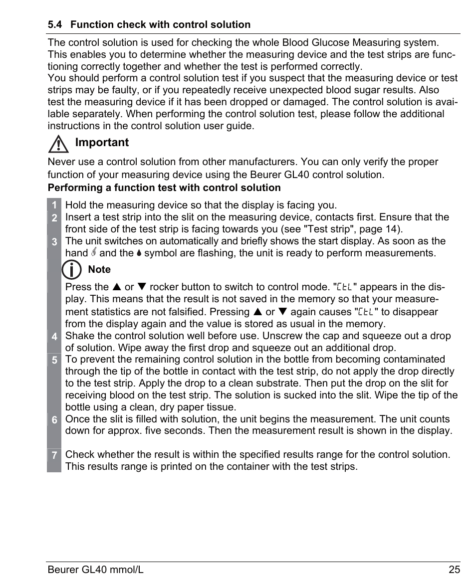 Beurer GL 40 (mmoL) User Manual | Page 25 / 40