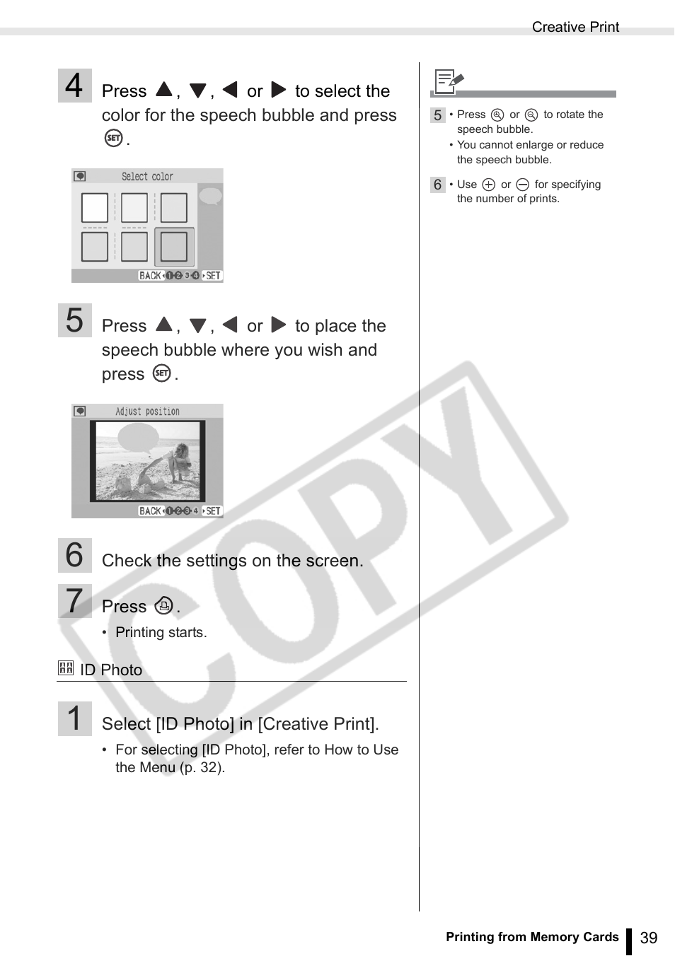 P. 39 | Canon SELPHY ES2 User Manual | Page 39 / 103