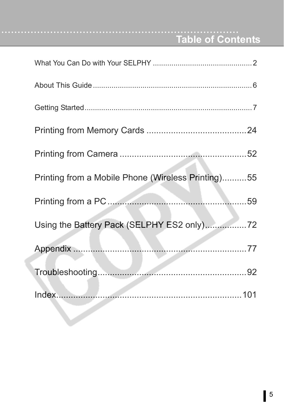 Canon SELPHY ES2 User Manual | Page 5 / 103