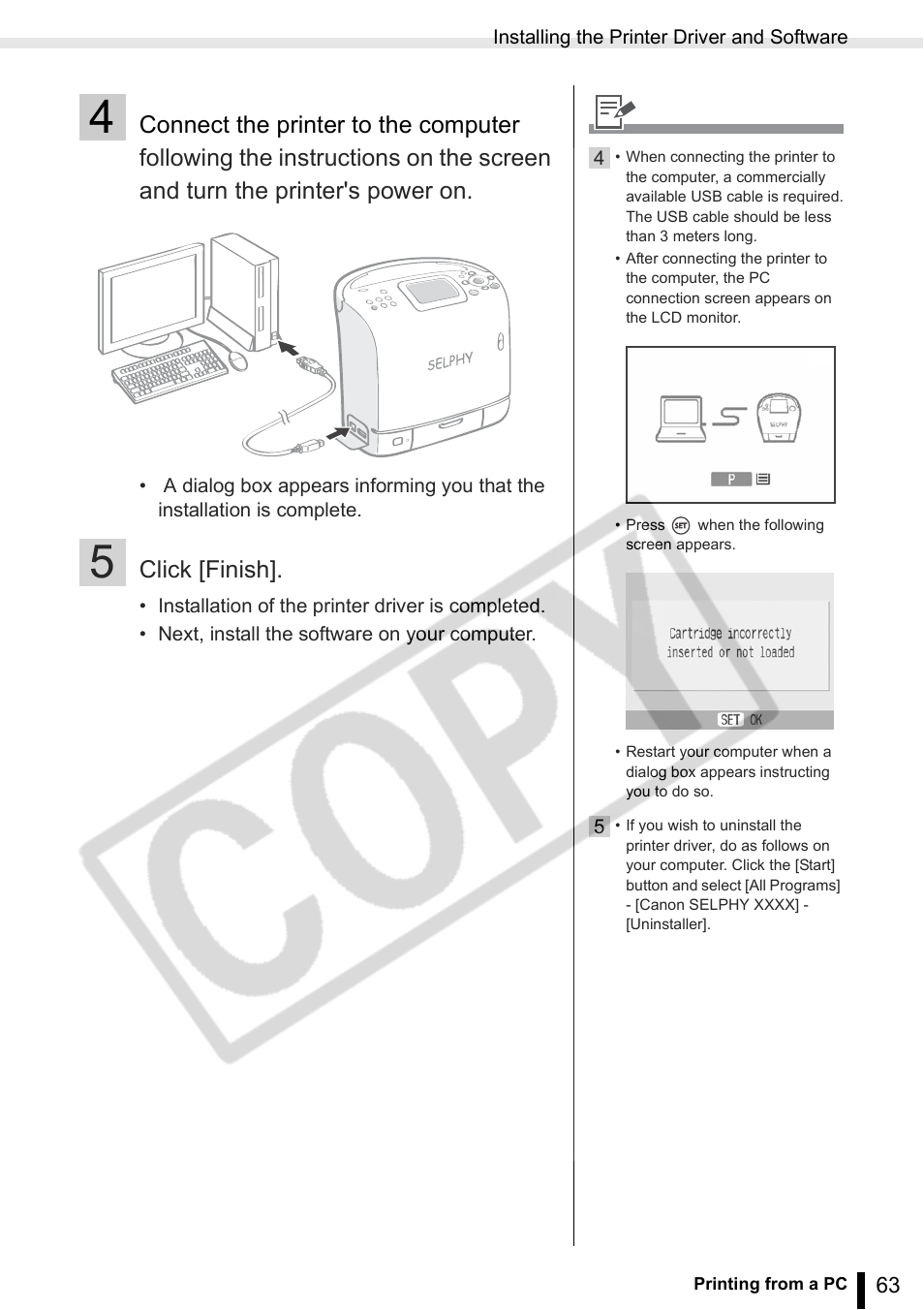 Click [finish | Canon SELPHY ES2 User Manual | Page 63 / 103