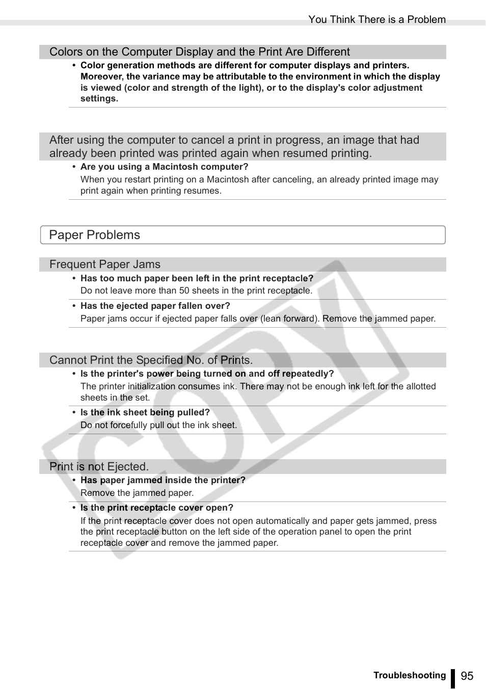 Paper problems | Canon SELPHY ES2 User Manual | Page 95 / 103