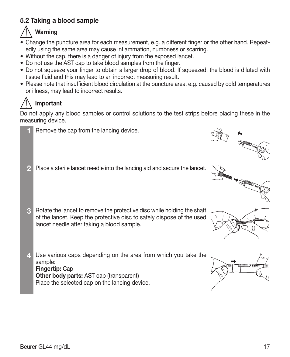 Beurer GL 44 (mg/dL) User Manual | Page 17 / 40