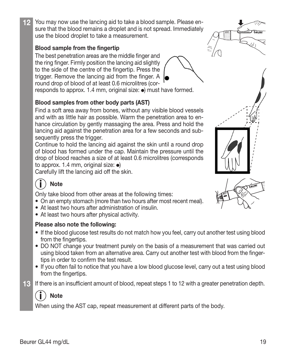 Beurer GL 44 (mg/dL) User Manual | Page 19 / 40