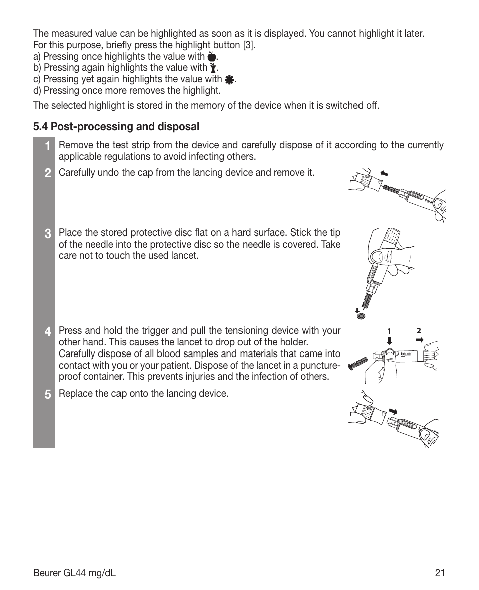 Beurer GL 44 (mg/dL) User Manual | Page 21 / 40