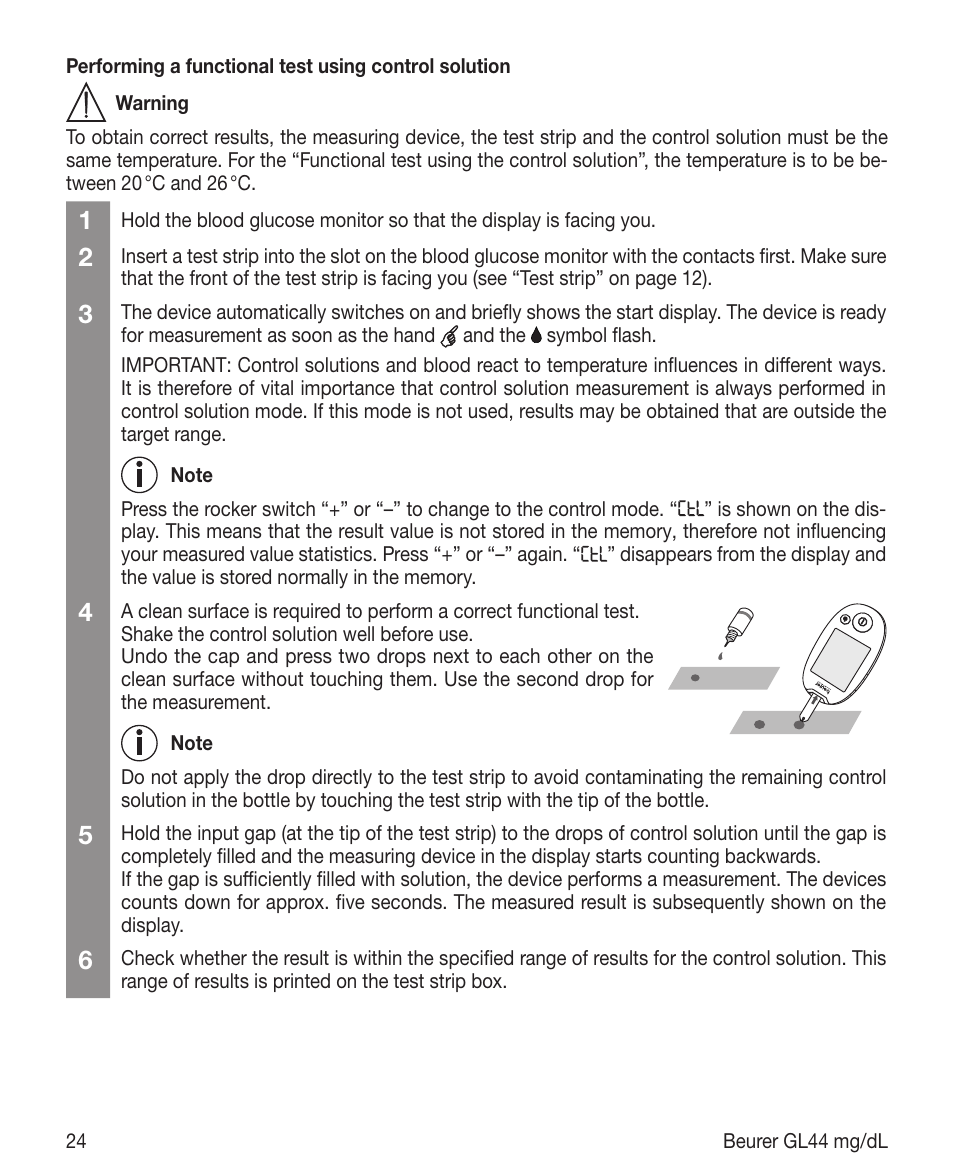 Beurer GL 44 (mg/dL) User Manual | Page 24 / 40