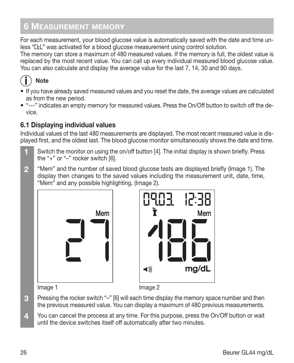 Beurer GL 44 (mg/dL) User Manual | Page 26 / 40