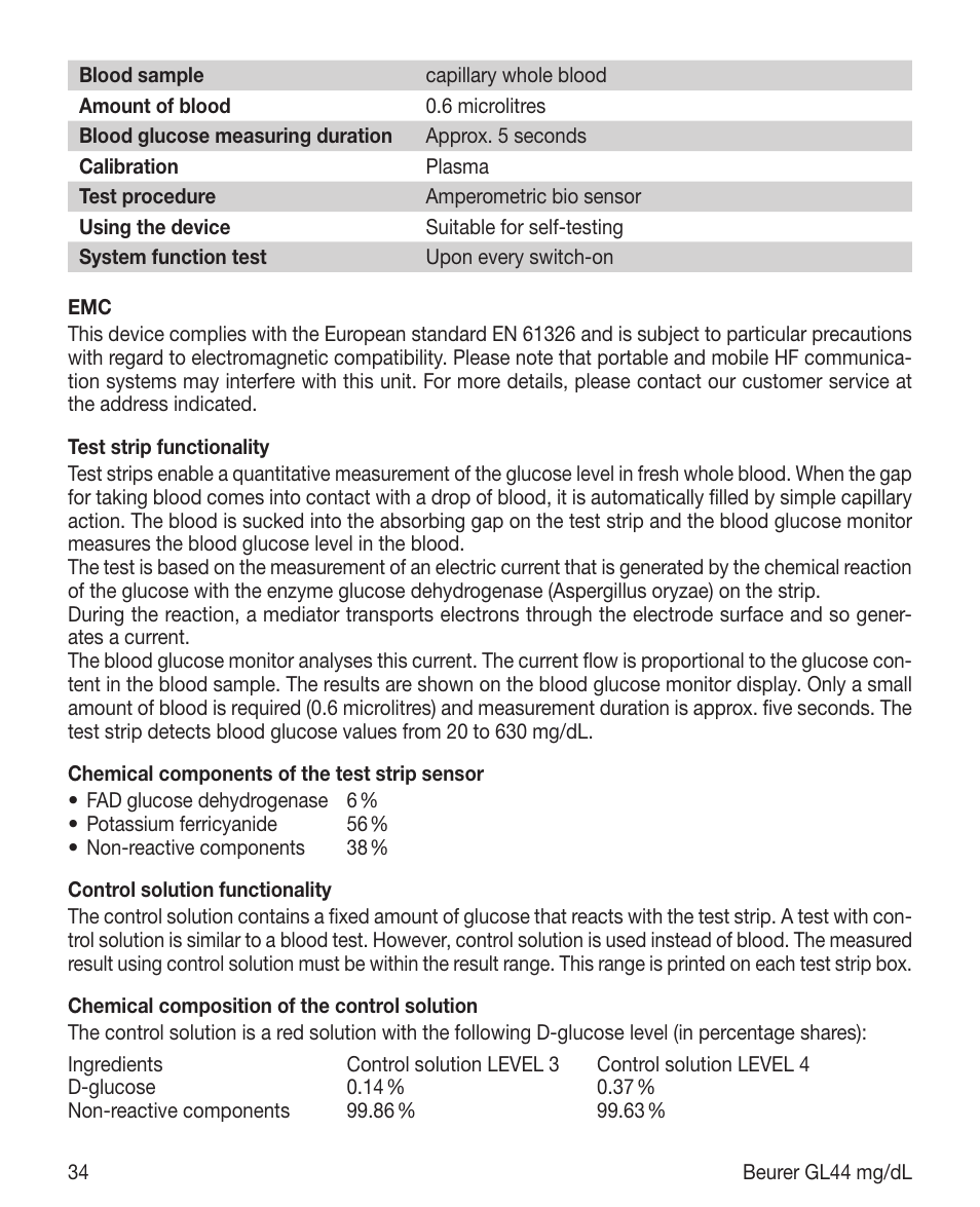 Beurer GL 44 (mg/dL) User Manual | Page 34 / 40
