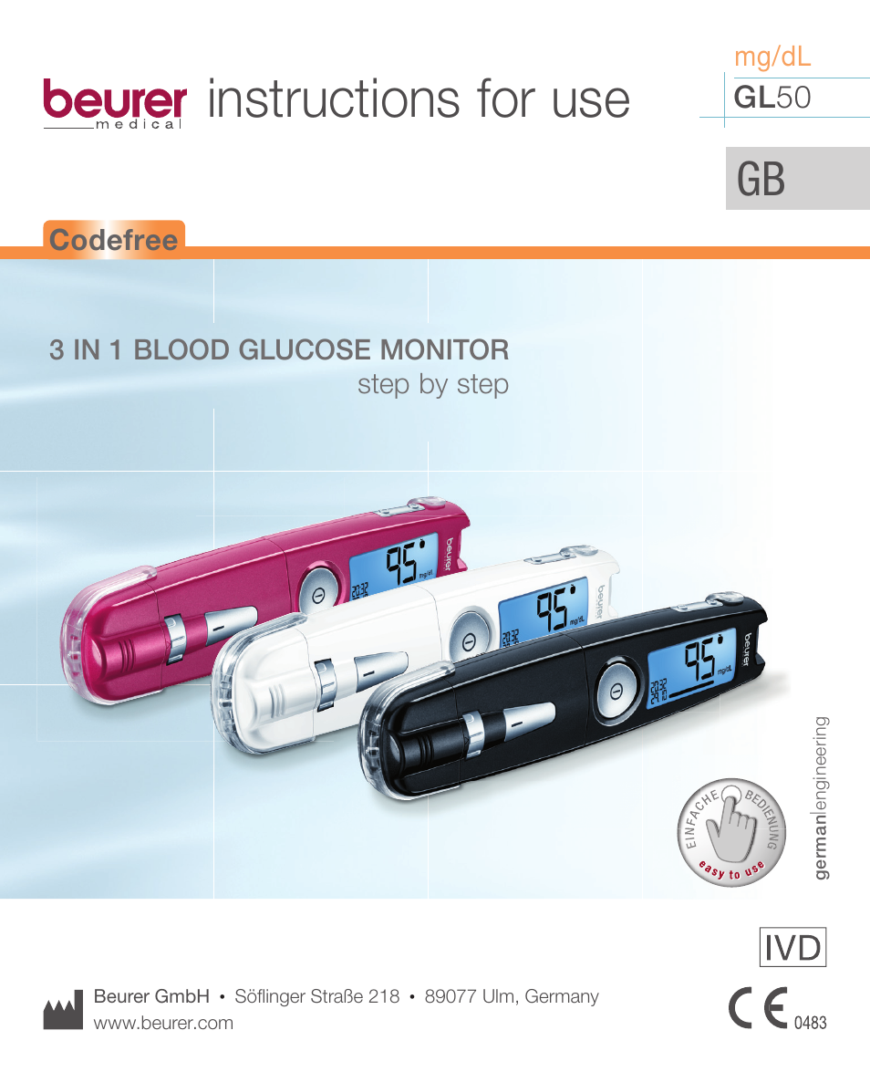 Beurer GL 50 (mg/dL) User Manual | 40 pages