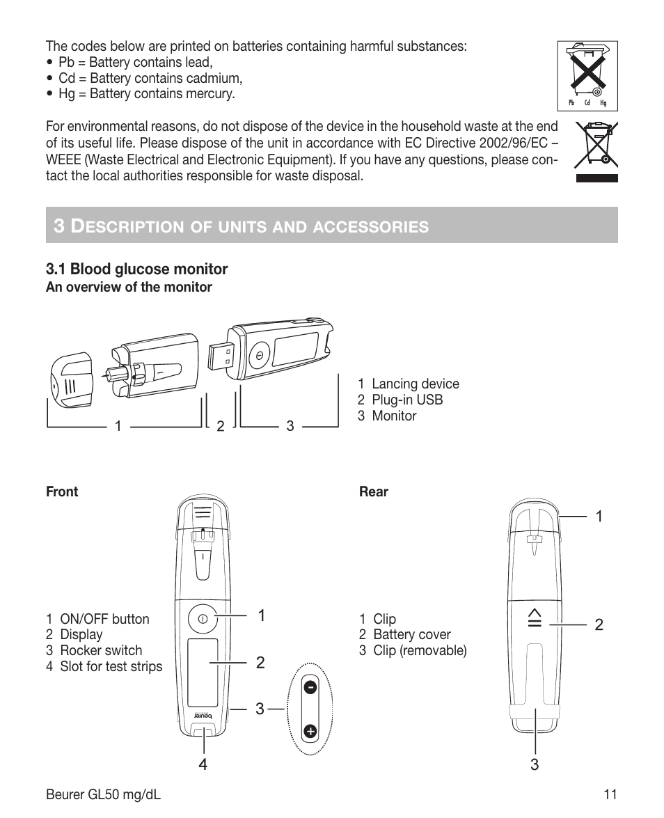 Beurer GL 50 (mg/dL) User Manual | Page 11 / 40