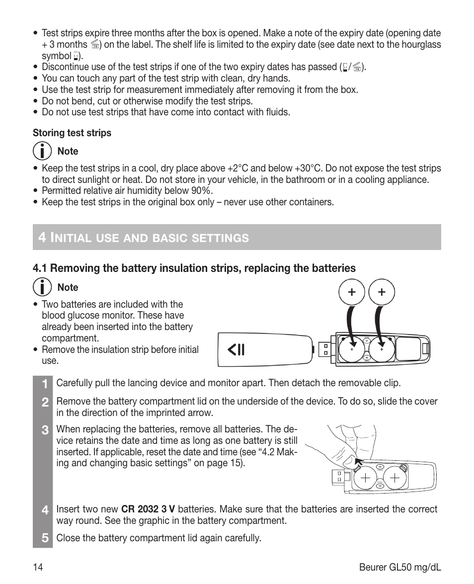 Beurer GL 50 (mg/dL) User Manual | Page 14 / 40