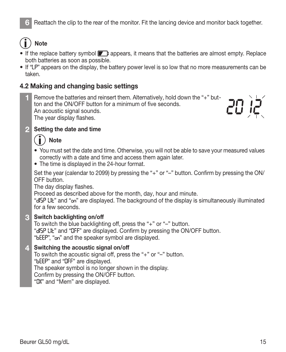 Beurer GL 50 (mg/dL) User Manual | Page 15 / 40