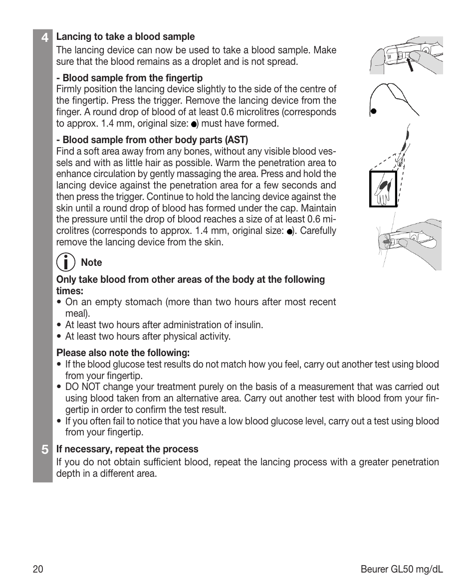Beurer GL 50 (mg/dL) User Manual | Page 20 / 40