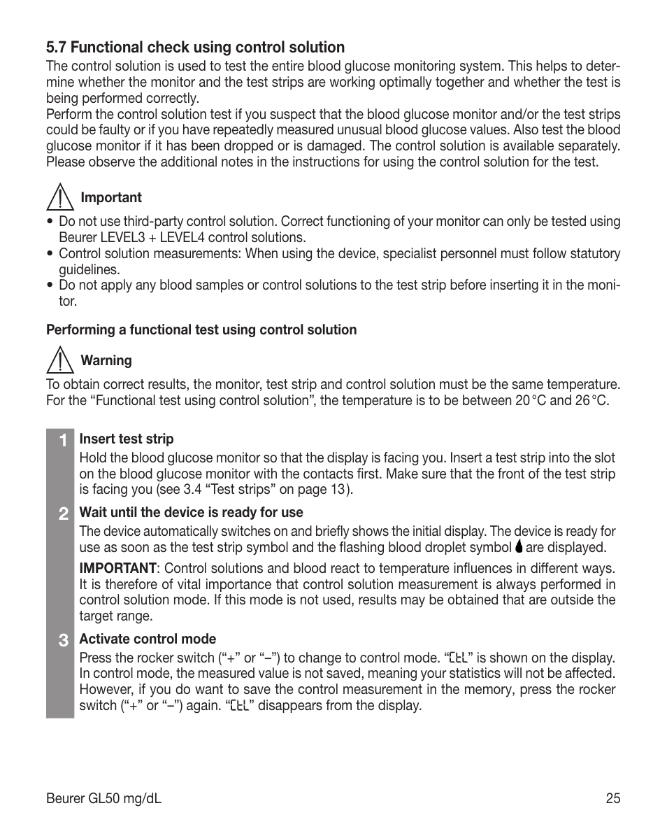 Beurer GL 50 (mg/dL) User Manual | Page 25 / 40