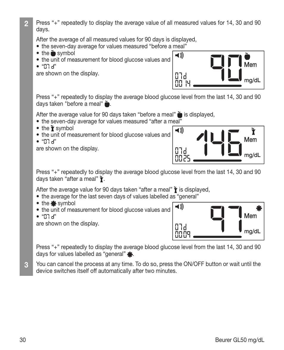 Beurer GL 50 (mg/dL) User Manual | Page 30 / 40