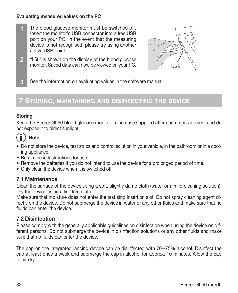Beurer GL 50 (mg/dL) User Manual | Page 32 / 40