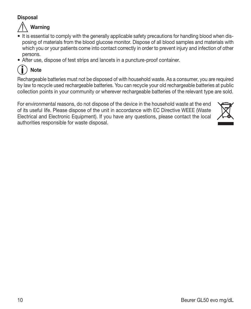 Beurer GL 50 evo (mgdl) User Manual | Page 10 / 40