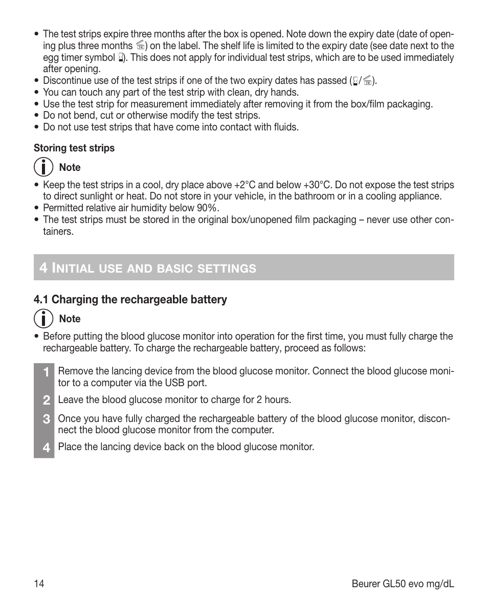 Beurer GL 50 evo (mgdl) User Manual | Page 14 / 40