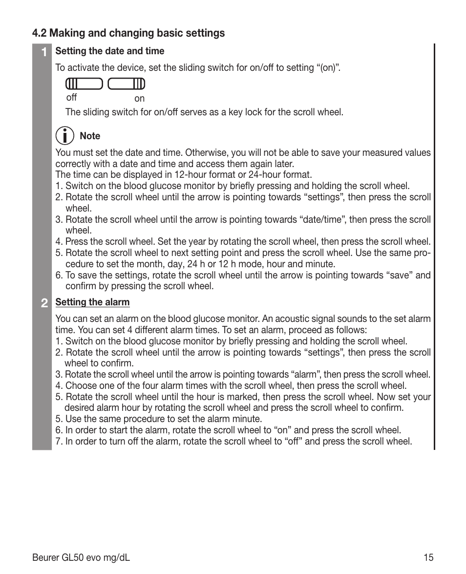 Beurer GL 50 evo (mgdl) User Manual | Page 15 / 40