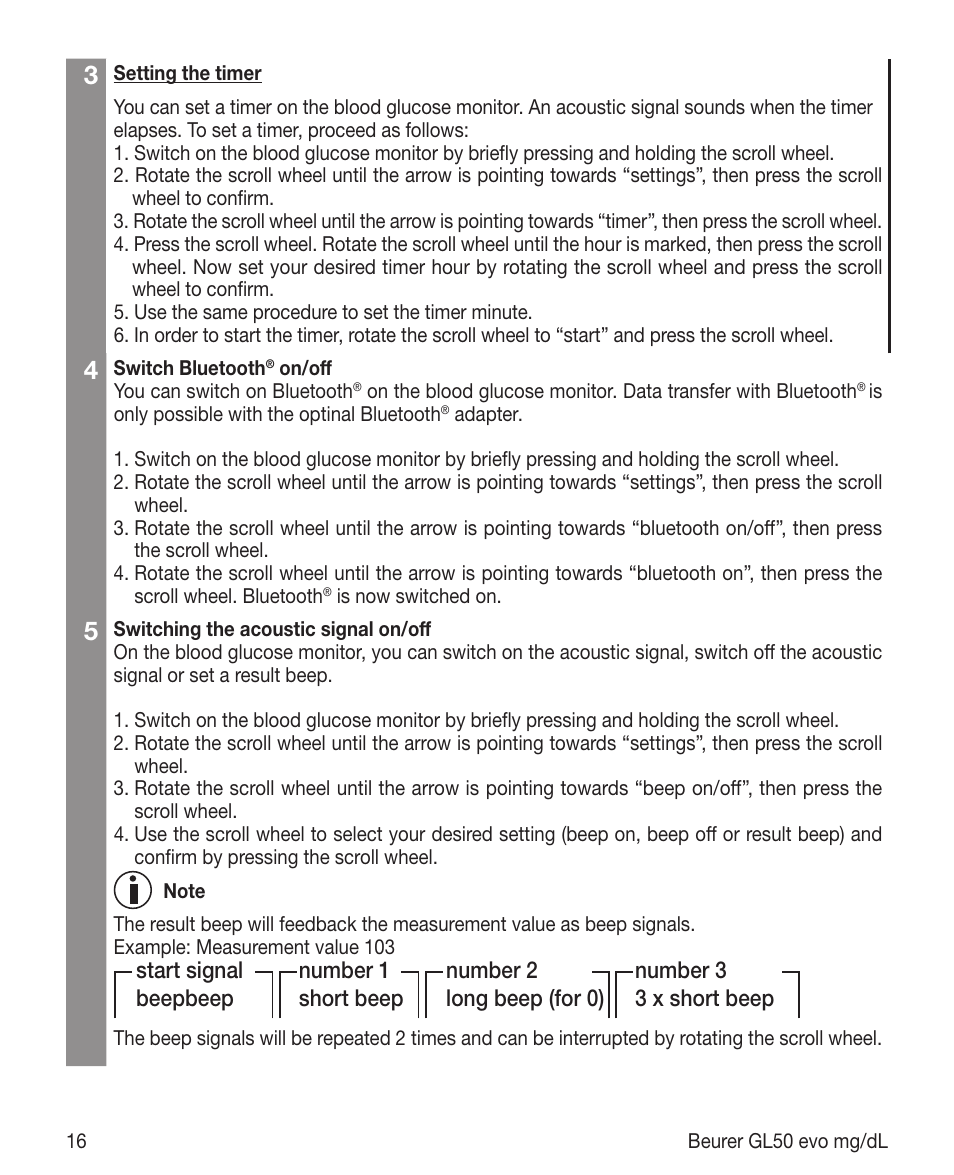 Beurer GL 50 evo (mgdl) User Manual | Page 16 / 40