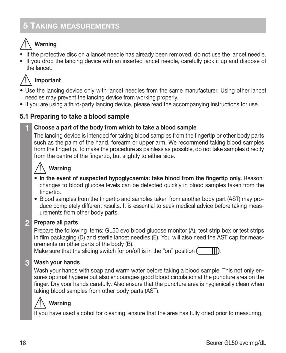 Beurer GL 50 evo (mgdl) User Manual | Page 18 / 40