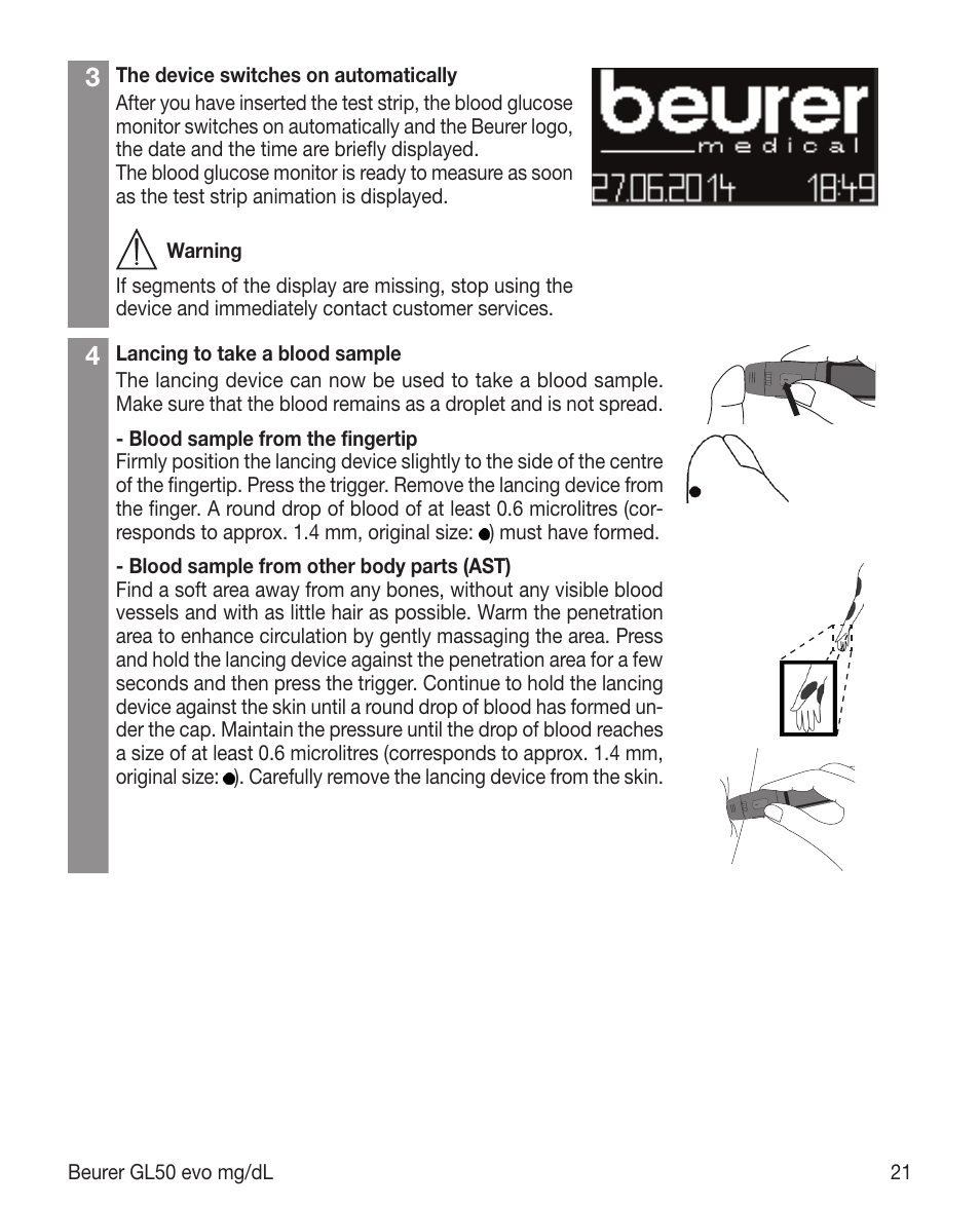 Beurer GL 50 evo (mgdl) User Manual | Page 21 / 40