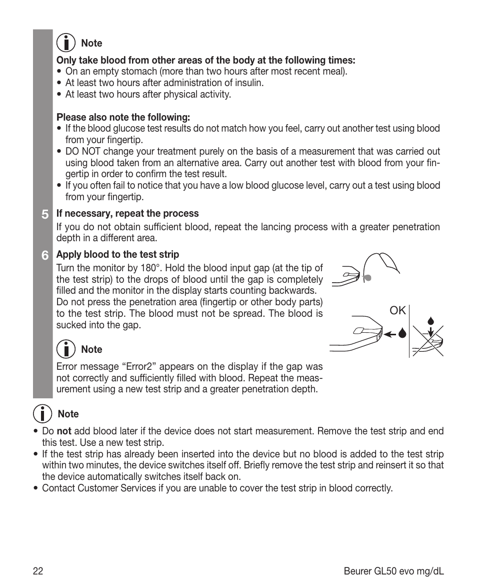 Beurer GL 50 evo (mgdl) User Manual | Page 22 / 40