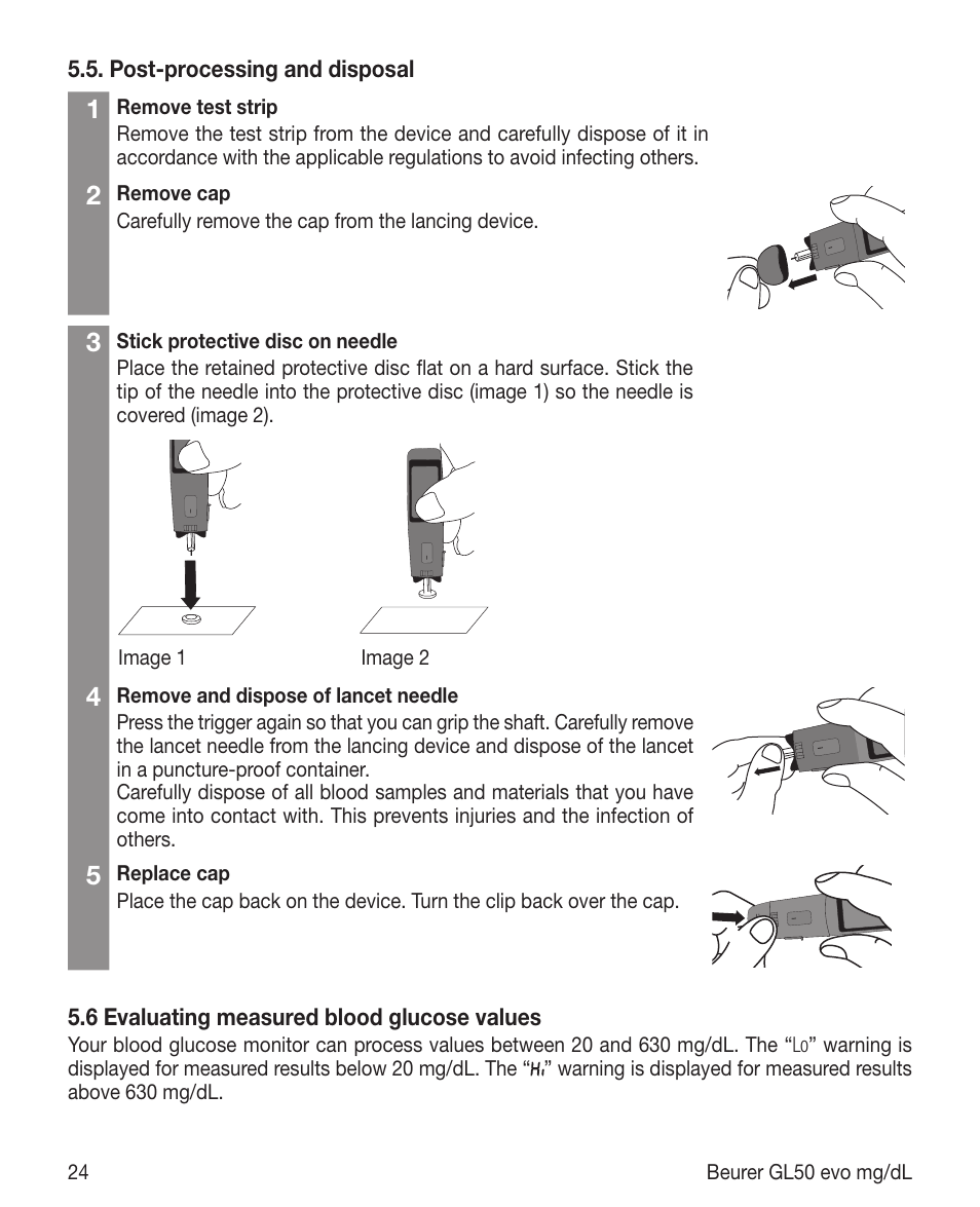 Beurer GL 50 evo (mgdl) User Manual | Page 24 / 40