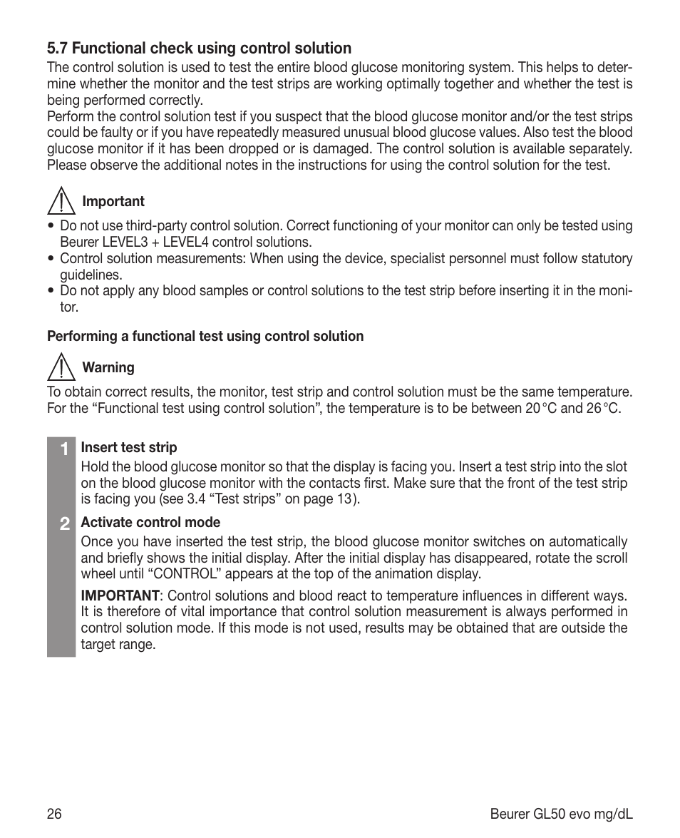 Beurer GL 50 evo (mgdl) User Manual | Page 26 / 40