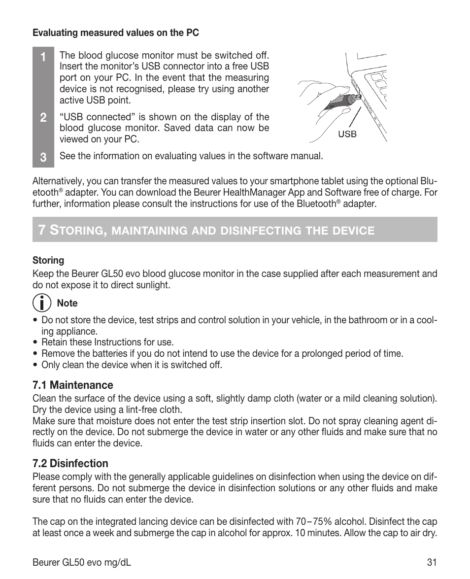 Beurer GL 50 evo (mgdl) User Manual | Page 31 / 40