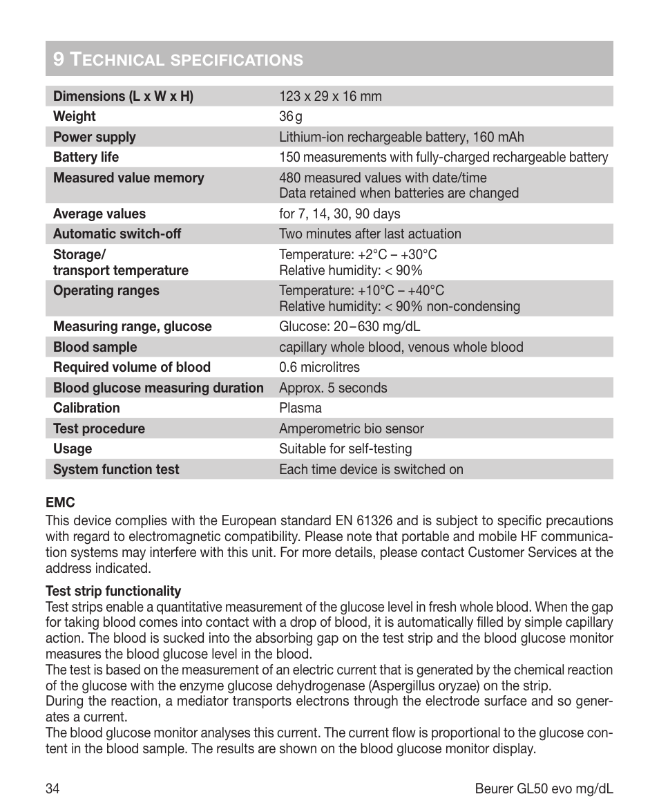 Beurer GL 50 evo (mgdl) User Manual | Page 34 / 40