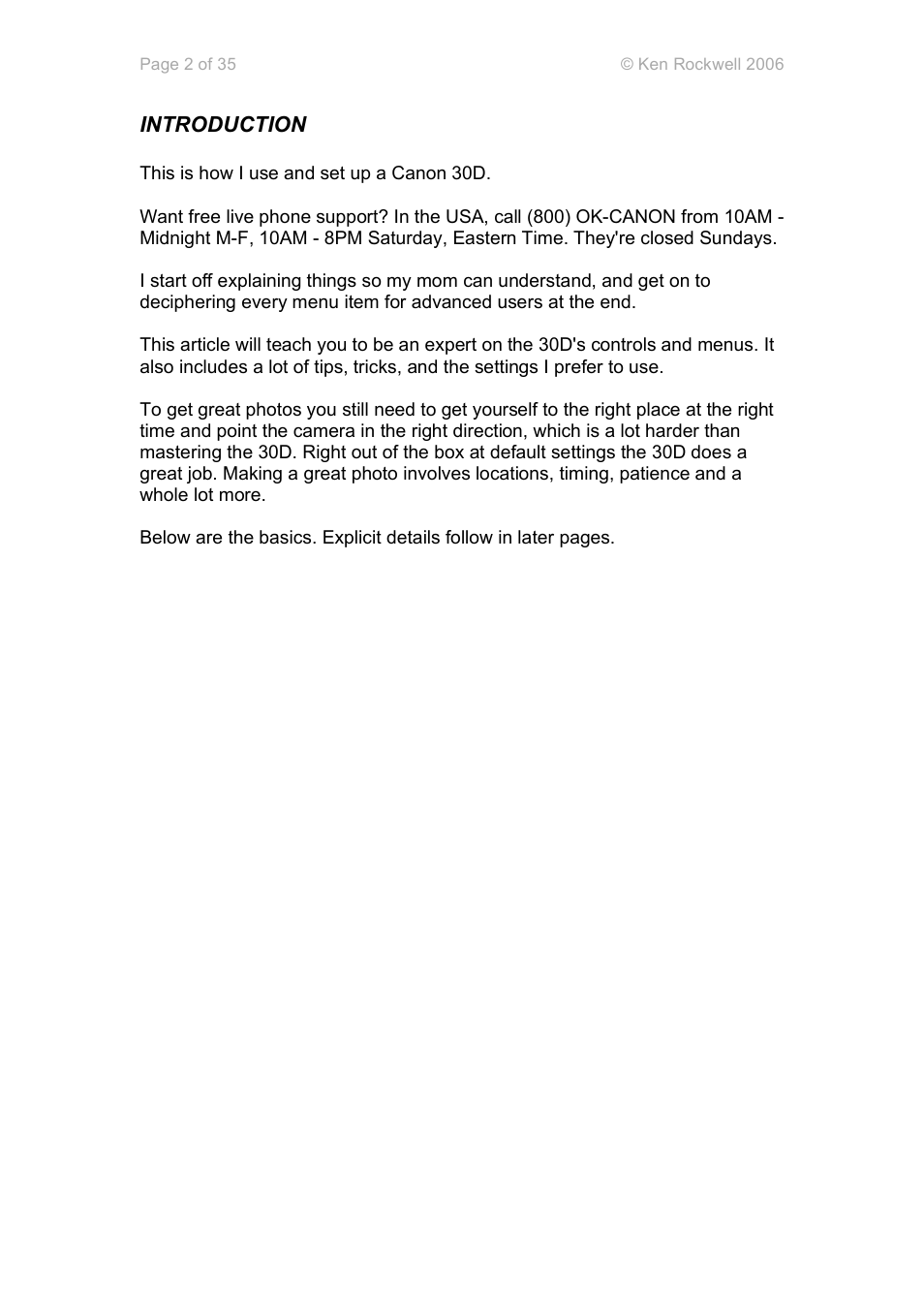 Canon 30D User Manual | Page 2 / 35