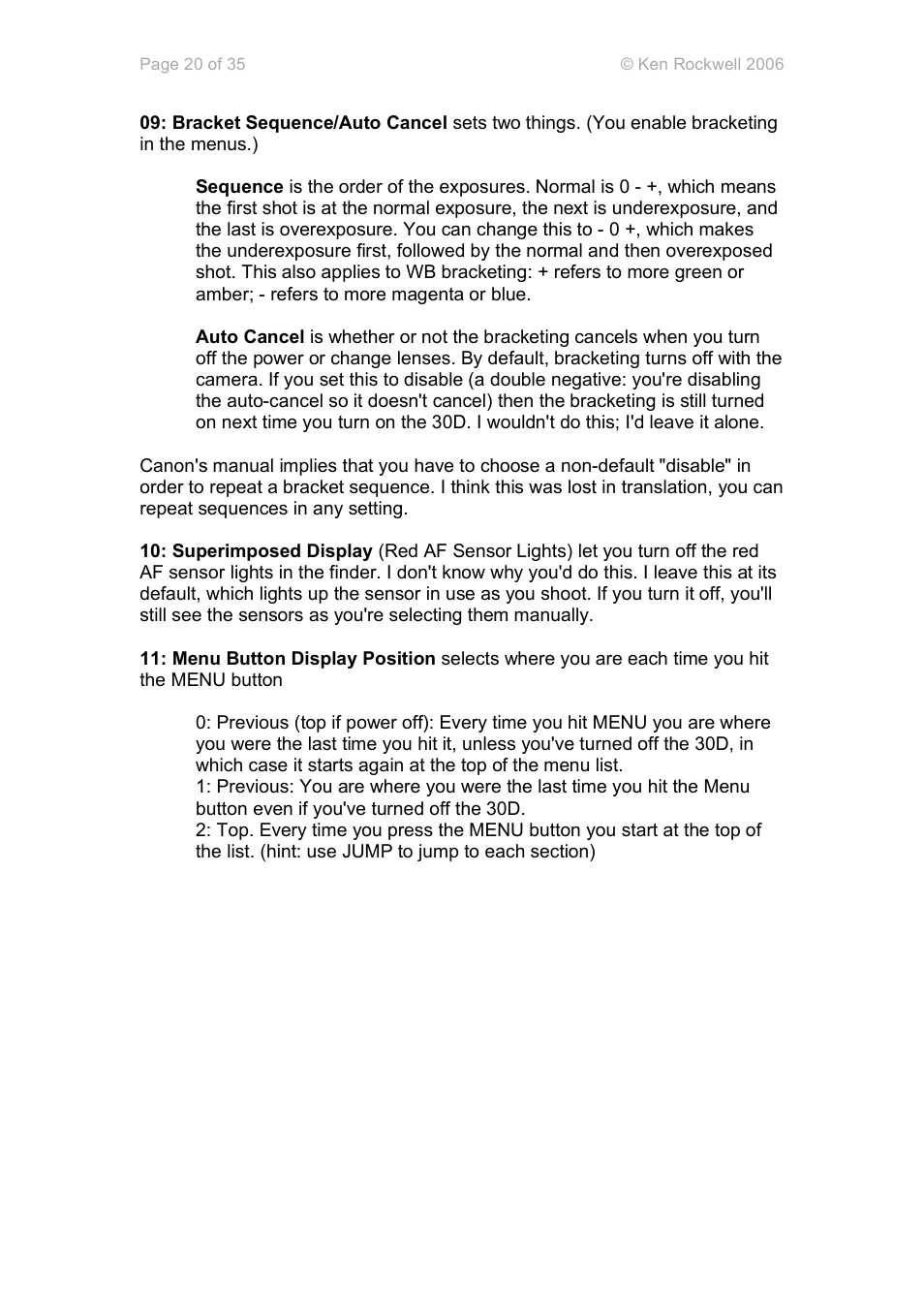Canon 30D User Manual | Page 20 / 35