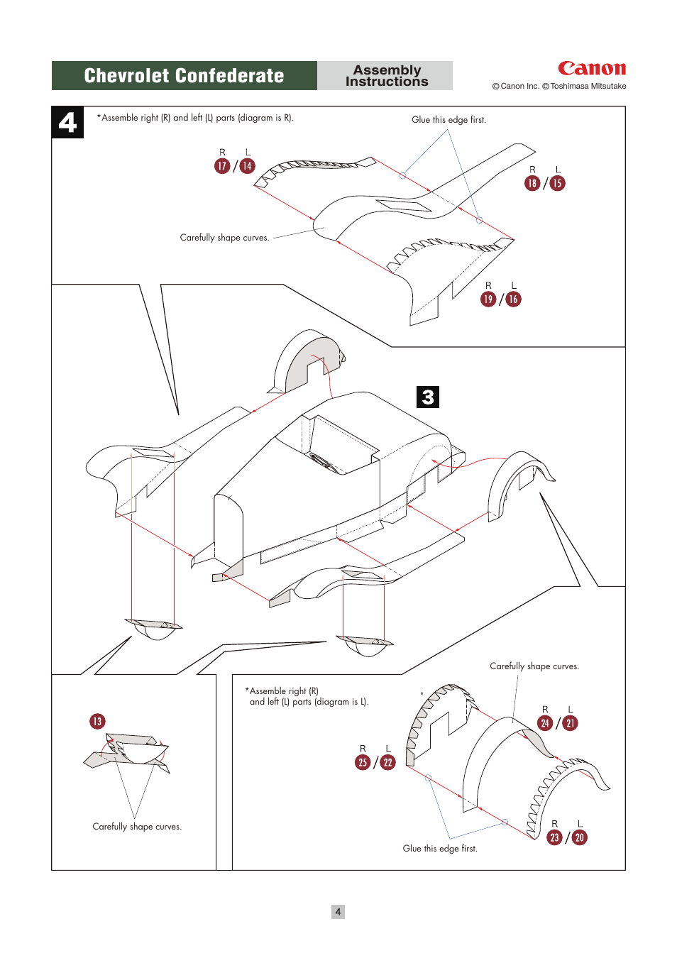 Chevrolet confederate, Assembly instructions | Canon Deluxe Sports Roadster 1 User Manual | Page 4 / 6
