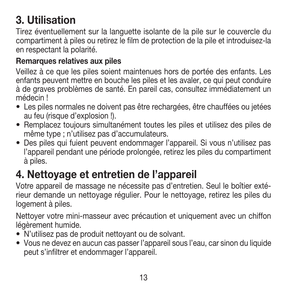 Utilisation, Nettoyage et entretien de l’appareil | Beurer FM 16 User Manual | Page 13 / 36